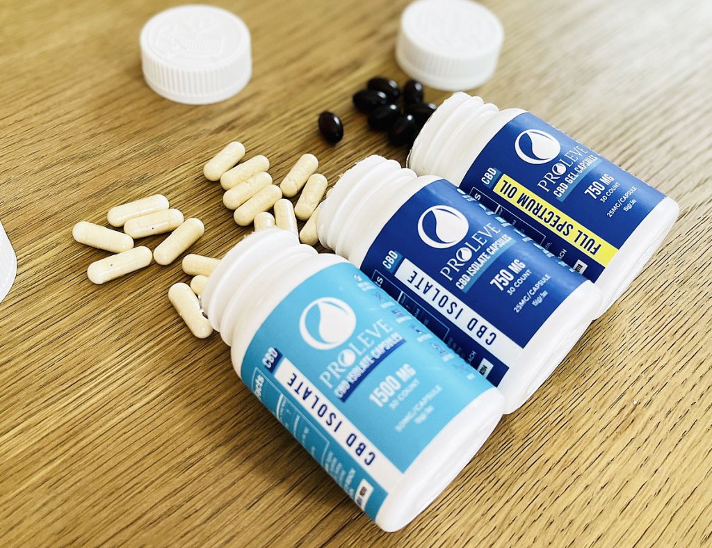 proleve capsules spilling from their bottles