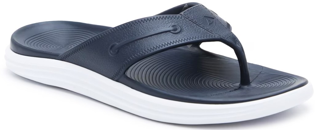 navy blue and white sperry flip flop