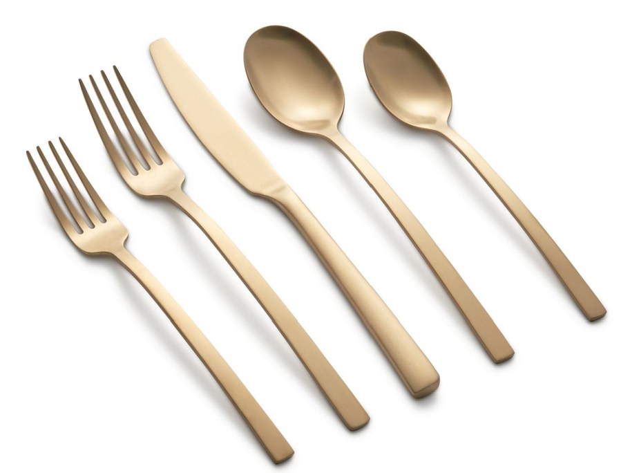 Stock image of Cambridge SilverSmiths Beacon Gold Satin 45 Piece Flatware Set