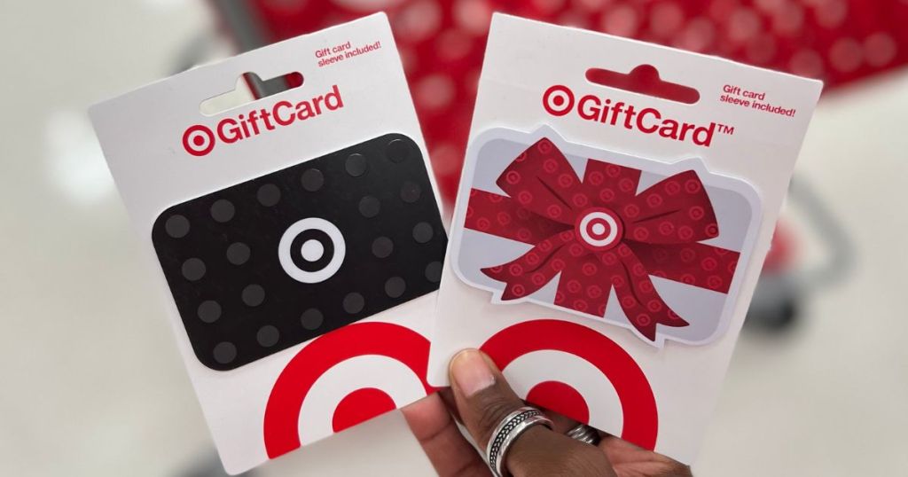 hand holding Target gift cards