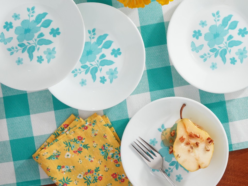 Teal corelle plates