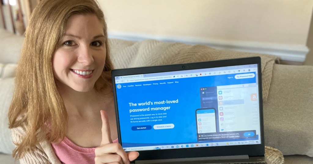 Woman using 1Password