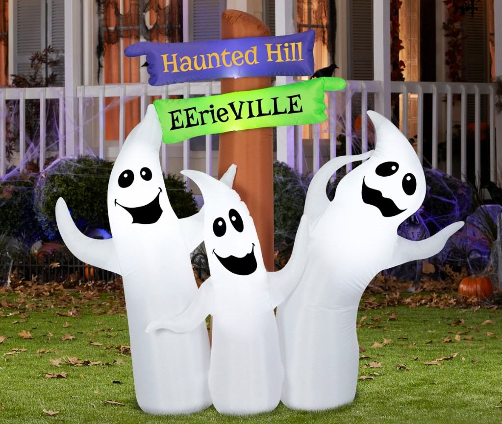 Airblown Inflatables Ghost Trio with Sign