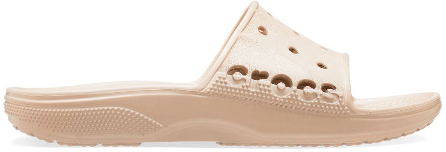 beige colored crocs slide