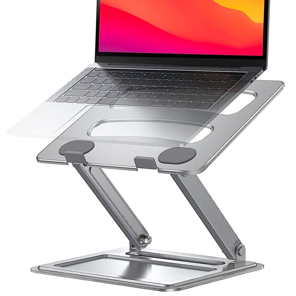 aluminum adjustable laptop stand extended to show height