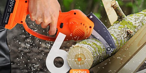 Mini Cordless Chainsaw Just $41.99 Shipped on Amazon (Regularly $60) | Great For Camping Trips!