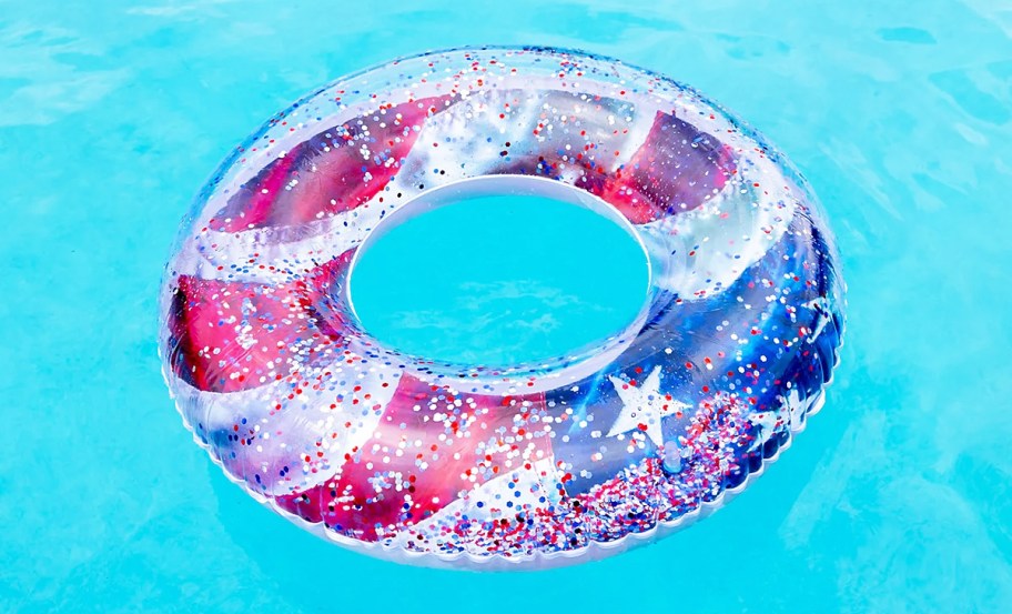 glittery american flag pool float