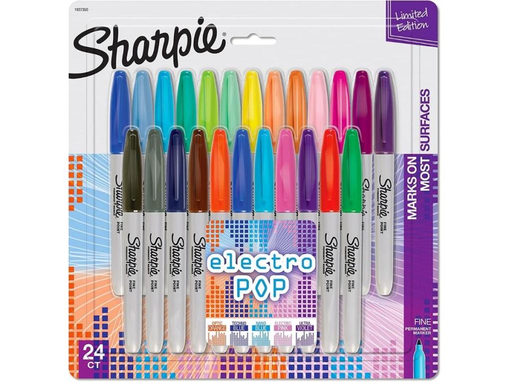 Sharpie Electro Pop Permanent Markers Fine Point 24-Count