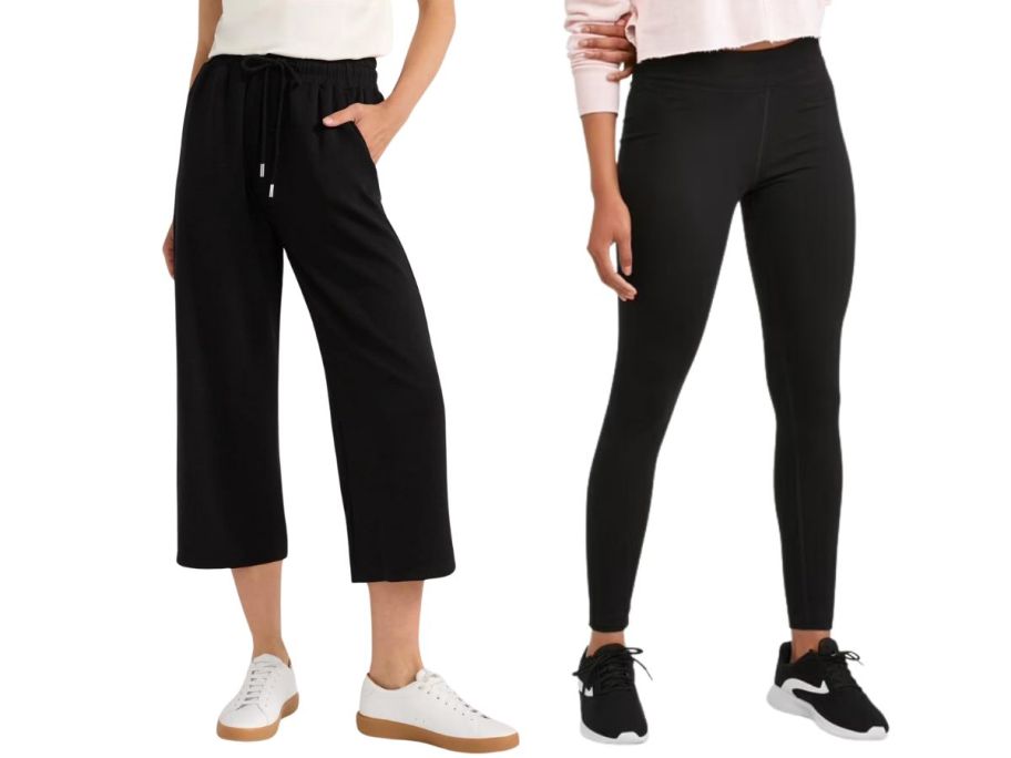 2 women wearing Walmart Cropped Pants and Leggings