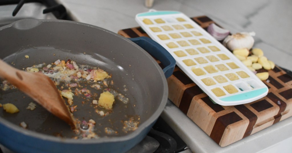 cooking with frozen garlic cubes