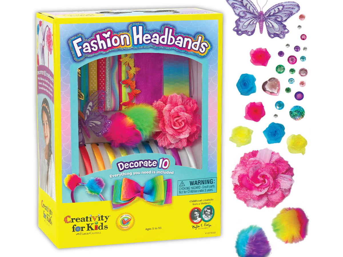 stock image of packaging and contents of fashion headbands craft kit