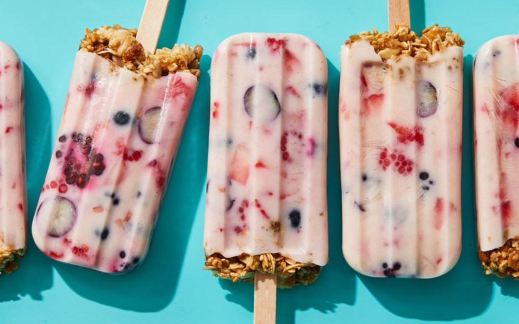 granola and yogurt popsicles