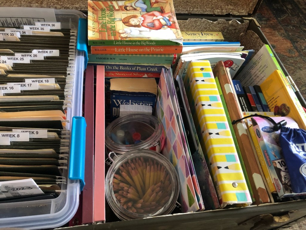 inside of a homeschool treasure chest