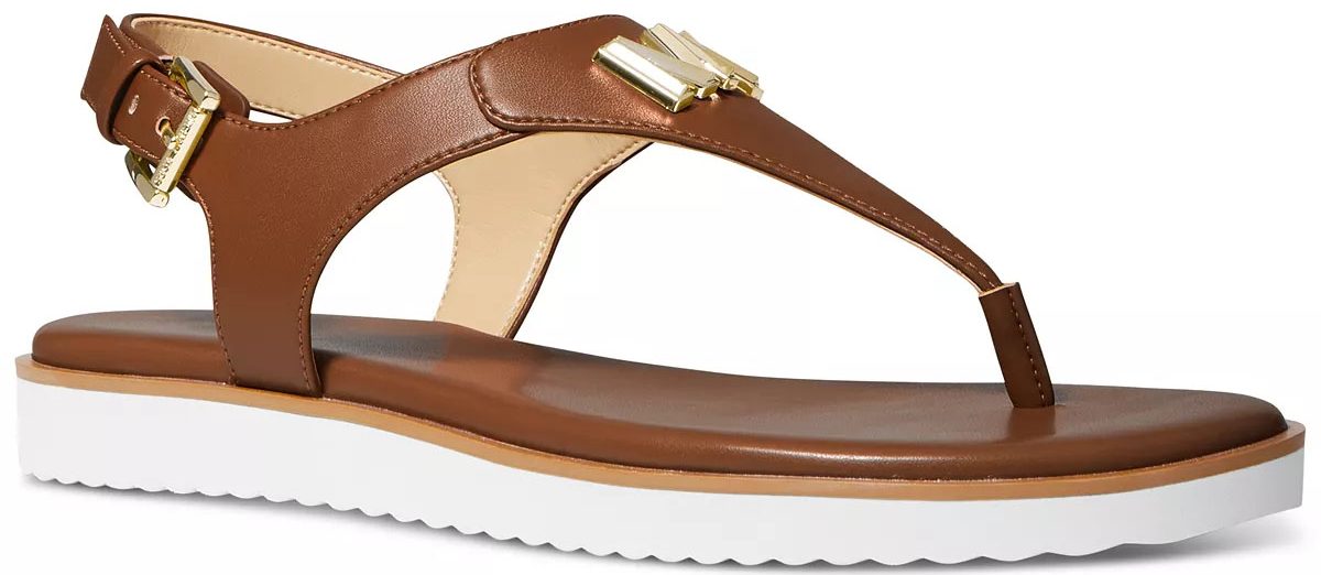 brown and white michael kors sandals