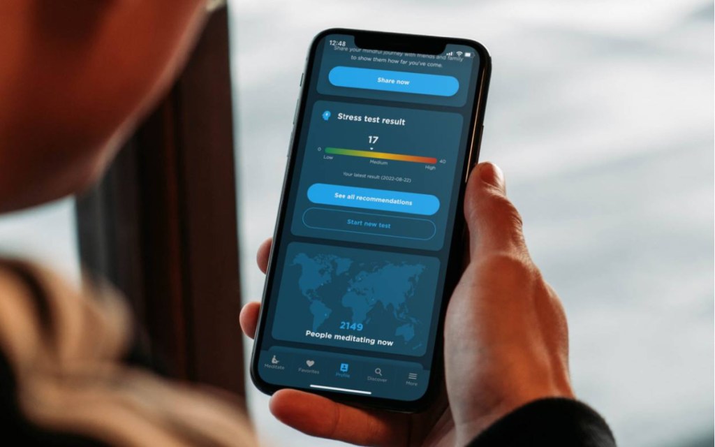 mindfullness stress test on phone