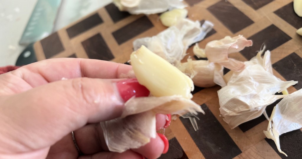 soaking garlic in water and then peeling it