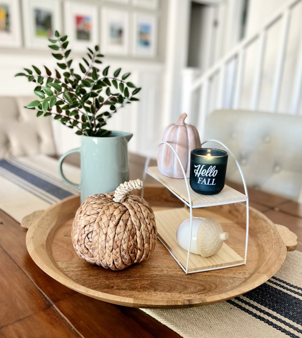 target items on a tray decorating for fall