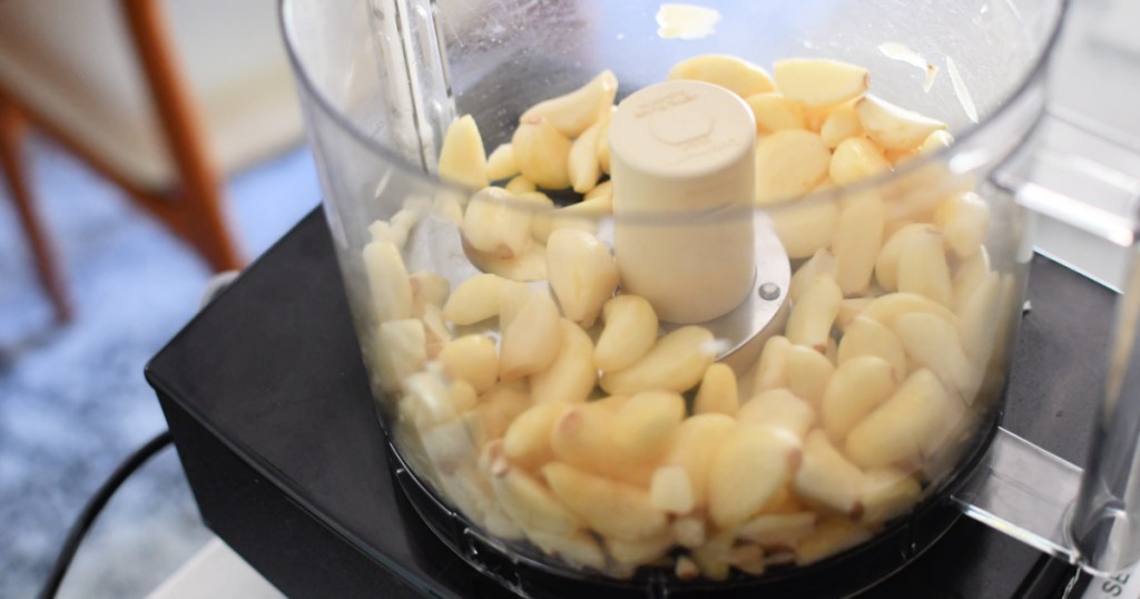 whole cubes of garlic in an ice cube tray