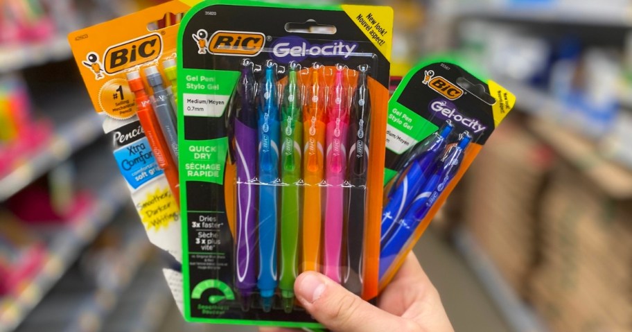 bic gel-ocity pens and mechanical pencils