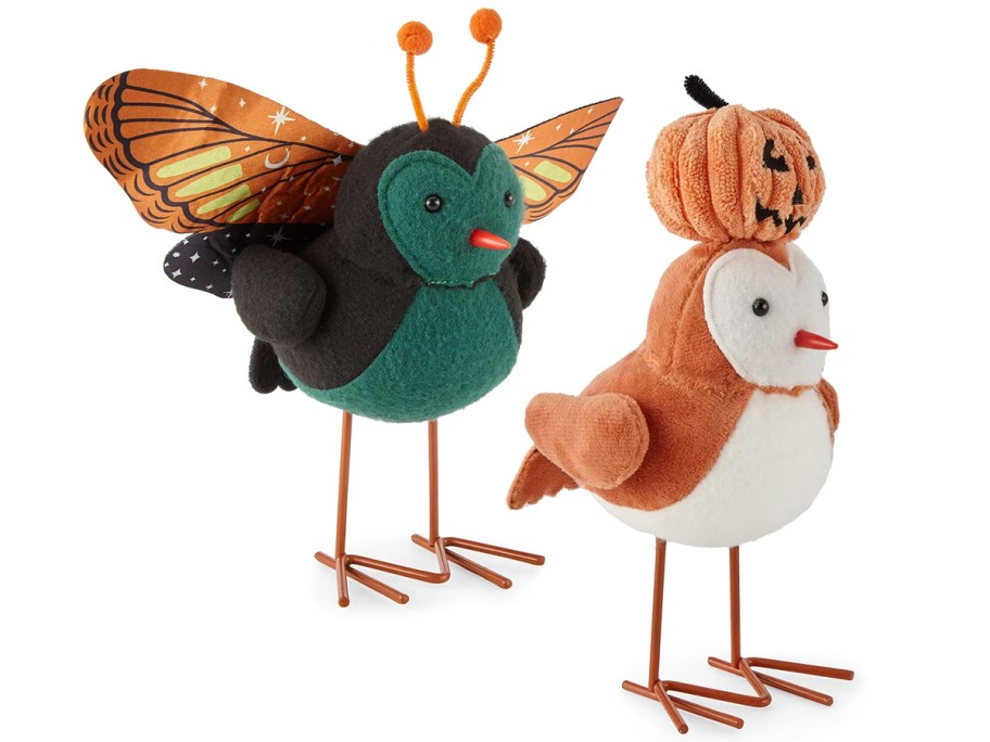 Layerings Moth And Pumpkin Set of 2 Halloween Birds