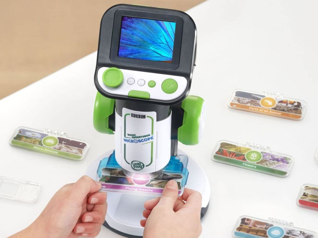 person using leapfrog microscope