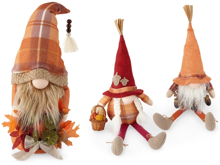 Linden Street Maple Leaf Harvest Gnome and Linden Street Sitting Set of 2 Harvest Gnomes