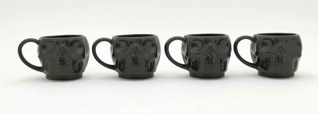 Way to Celebrate! Black Skull Mug Set of 4