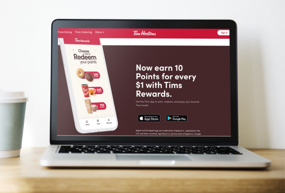 TIMs Rewards program shown on a computer