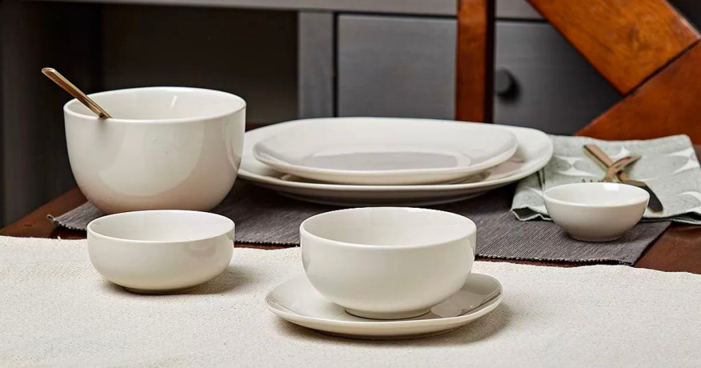 white dinnerware set on table