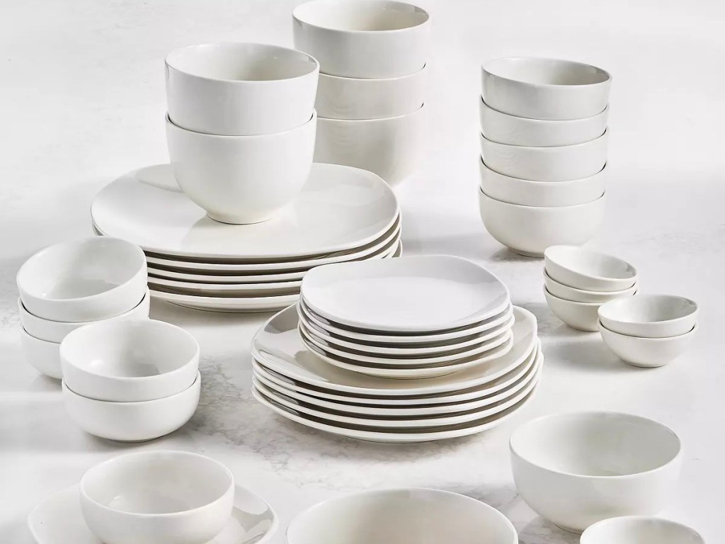 42 piece white dinnerware set