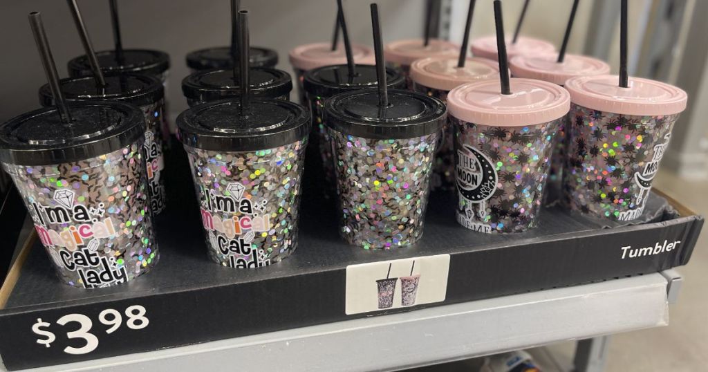 glittery Halloween tumblers