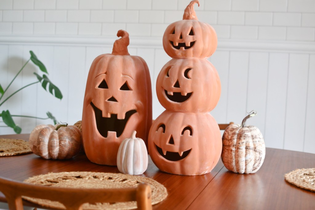 painted terracotta pumpkins