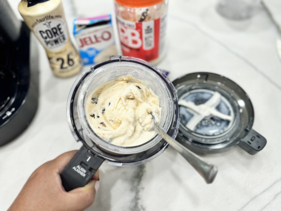 peanut butter cup protein ice cream in the ninja creami