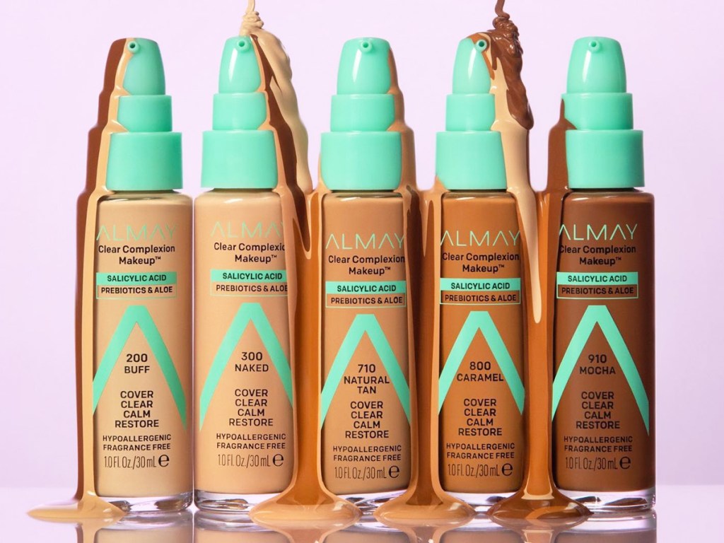 5 shades of Almay Clear Complexion Acne Foundation