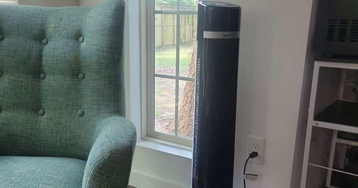 tower fan in living room