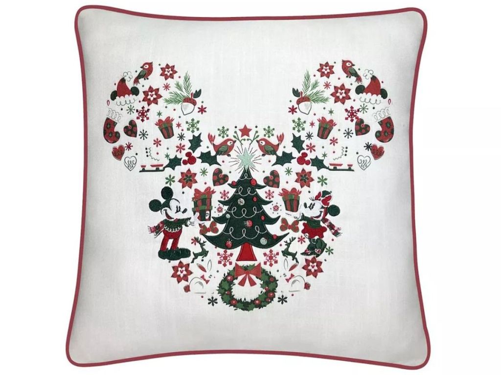 St. Nicholas Square Christmas Throw Pillow - Disney's Mickey Ear Icon 