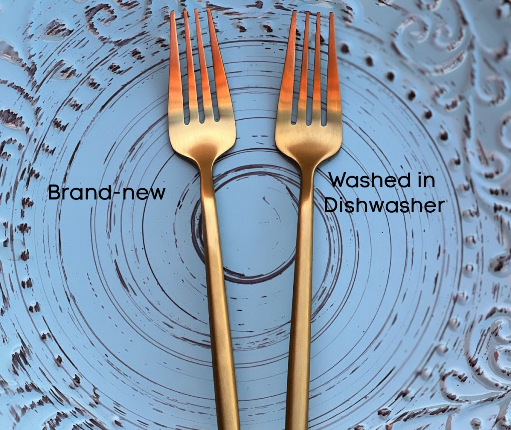 FAMEWARE Gold Flatware - Before and After Dishwasher