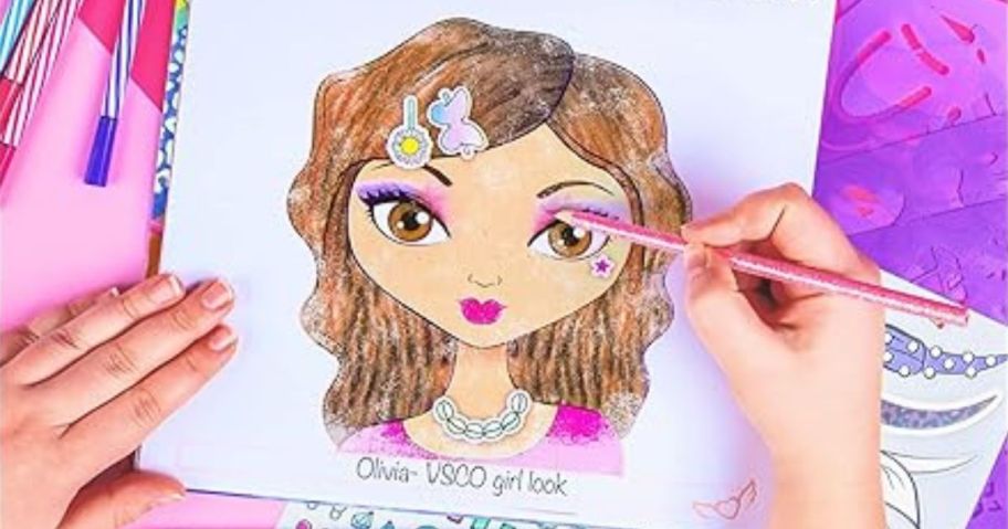 coloring on Fashion Angels Makeup & Hair Design Sketch Portfolio