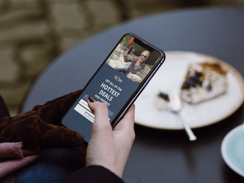 Hip2Save Texting page on person's iphone screen