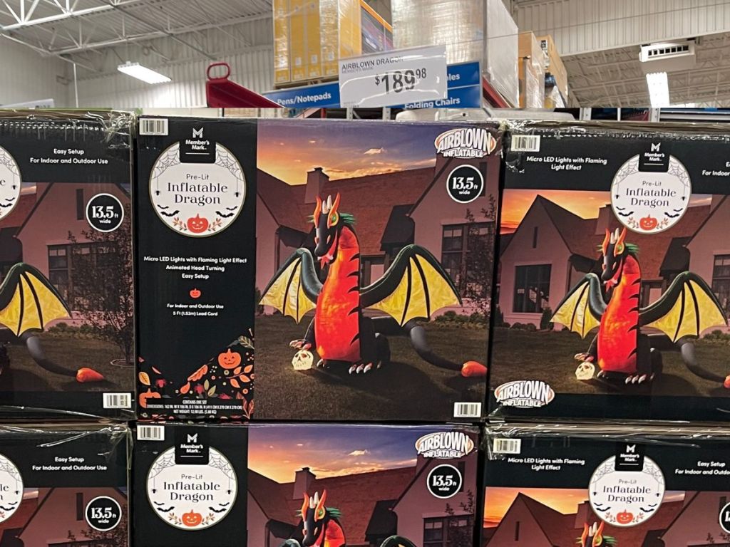 Boxes of inflatable dragons