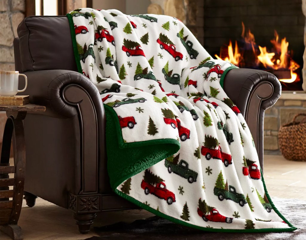 christmas throw blanket on chair