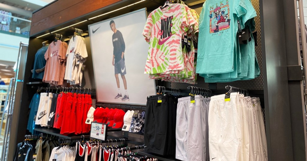 display of nike clothing in store