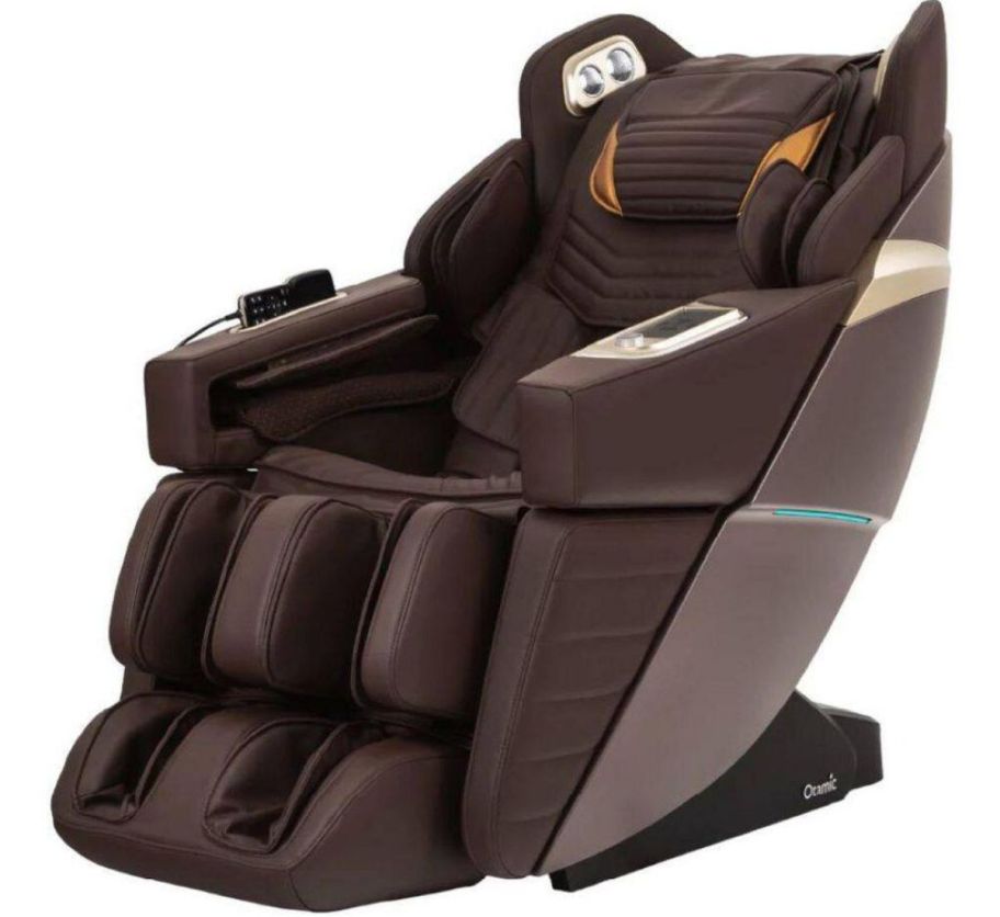 a dark brown full body massage chair