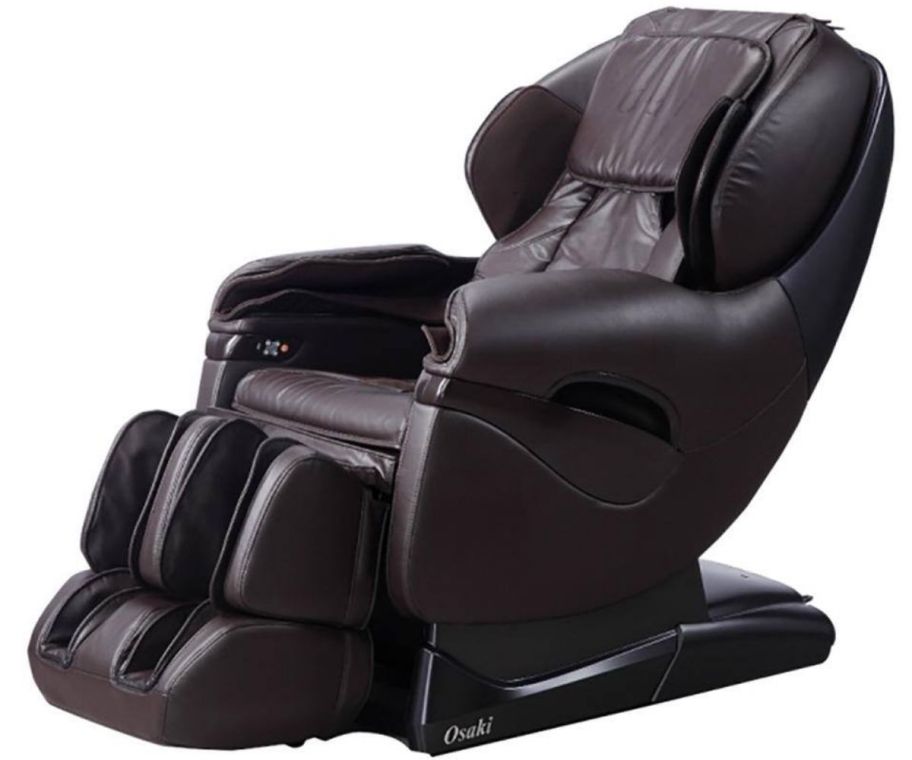 a dark brown full body massage chair