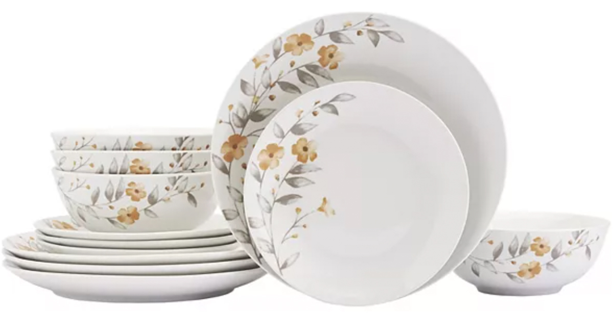 stock image of floral the big one kohls dinnerware set