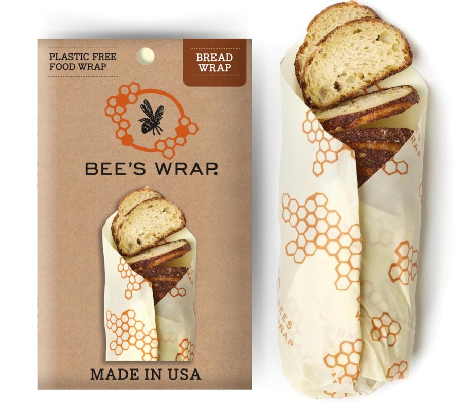 stock photo of bees wrap with loaf of bread