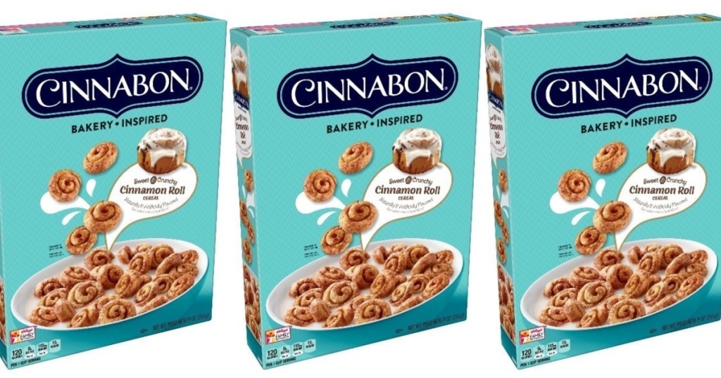 3 boxes of Cinnabon cereal