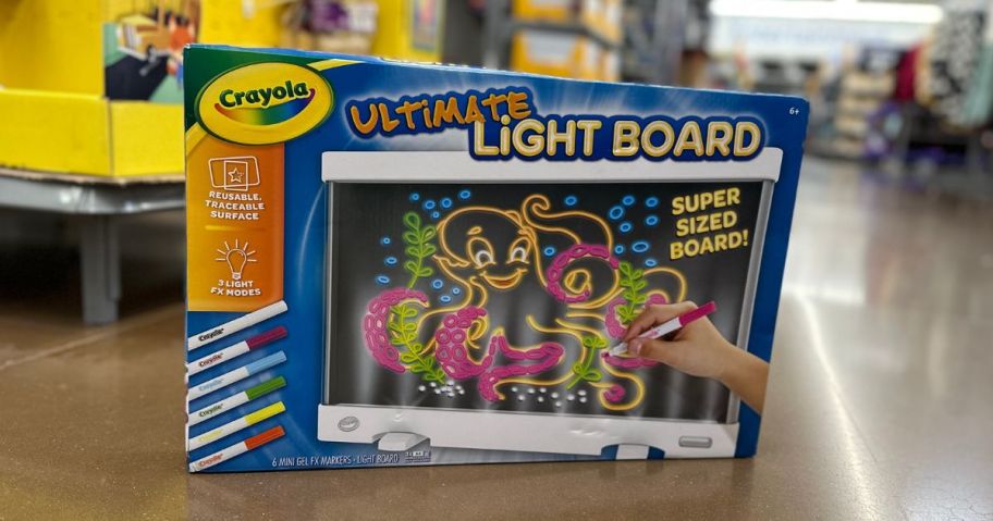Crayola Ultimate Light Board box on floor in store aisle