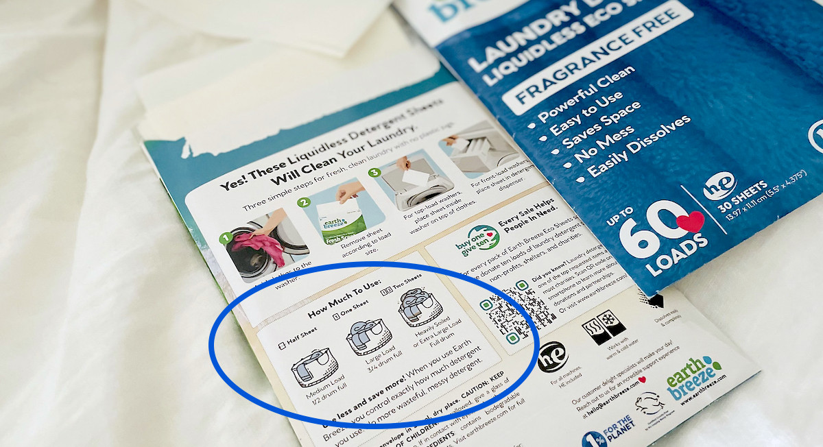 blue circle on back of laundry load washing instructions