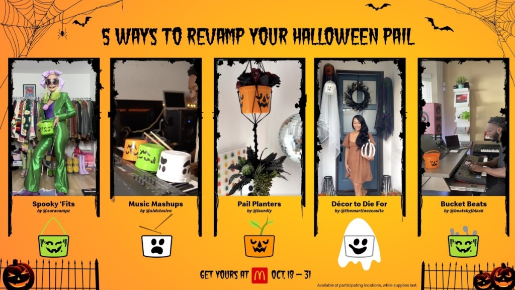 graphic showing 5 ways to reuse a McDonald's Halloween pail